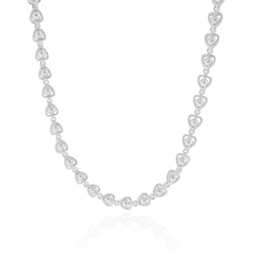 Choker Corações Bolinhas Ródio Branco