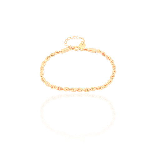 Pulseira Infantil Cordão Baiano 3 mm Banhado a Ouro 18K
