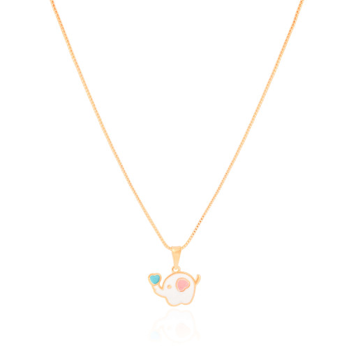 Gargantilha Infantil Elefante 1.0 cm Banhado a Ouro 18K - 35 cm