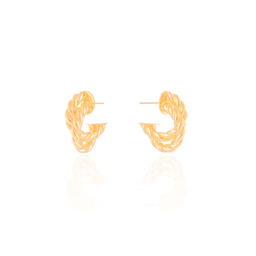 Brinco Argola Torcida Entrelaçada 2.3 cm Banhado a Ouro 18K