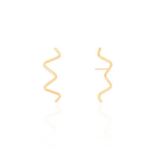 Brinco Fio Zig Zag Banhado a Ouro 18K