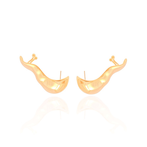 Ear Cuff Orgânico Liso 3.9 cm Banhado a Ouro 18K