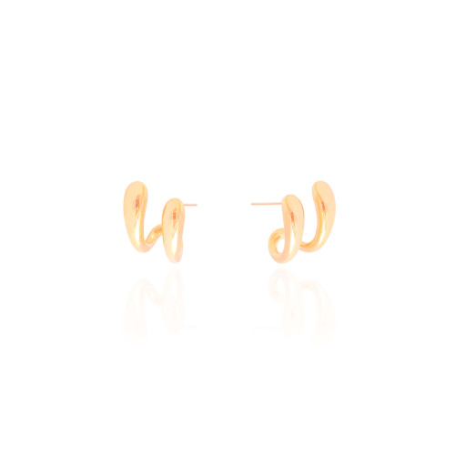Brinco Dois Filetes Lisos 1.7 cm Banhado a Ouro 18K