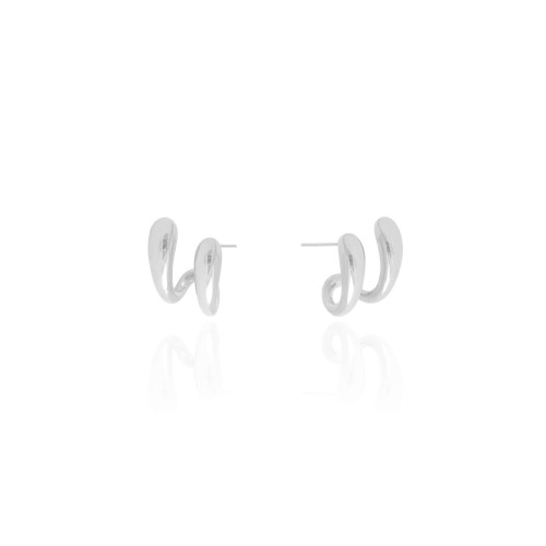 Brinco Dois Filetes Lisos 1.7 cm Ródio Branco