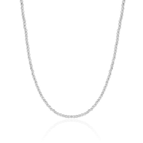 Choker Hematita Prateada 2 mm Ródio Branco