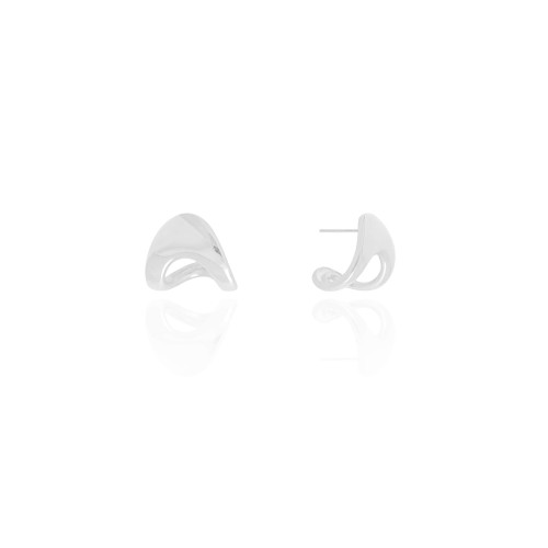 Brinco Argola Orgânica Lisa 1.2 cm Ródio Branco