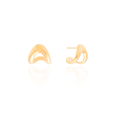 Brinco Argola Orgânica Lisa 1.6 cm Banhado a Ouro 18k