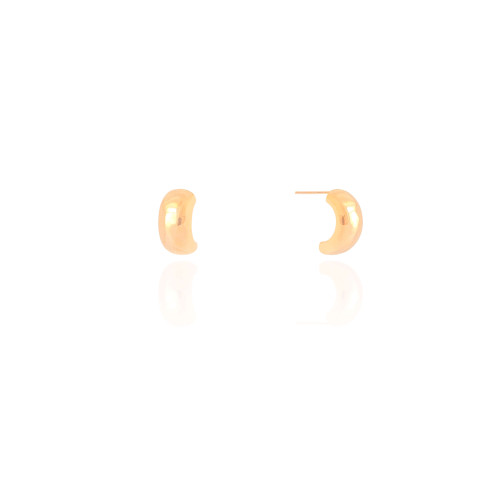 Brinco Meia Argola Lisa 1.2 cm Banhado a Ouro 18K