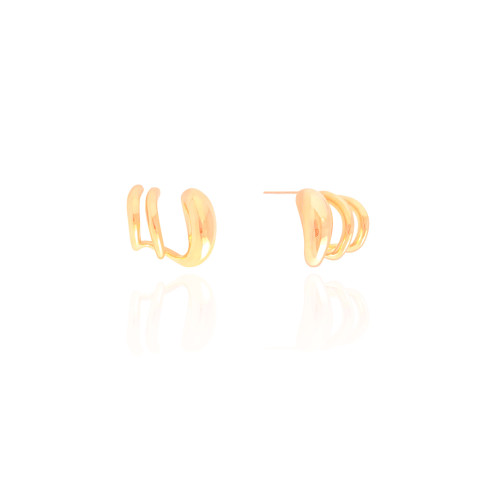 Ear Cuff Três Filetes Lisos 1.7 cm Banhado a Ouro 18K
