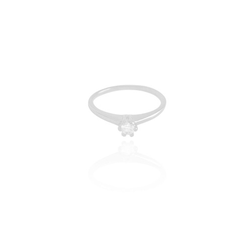 Anel Ponto de Luz Cristal Tamanho 19 Ródio Branco