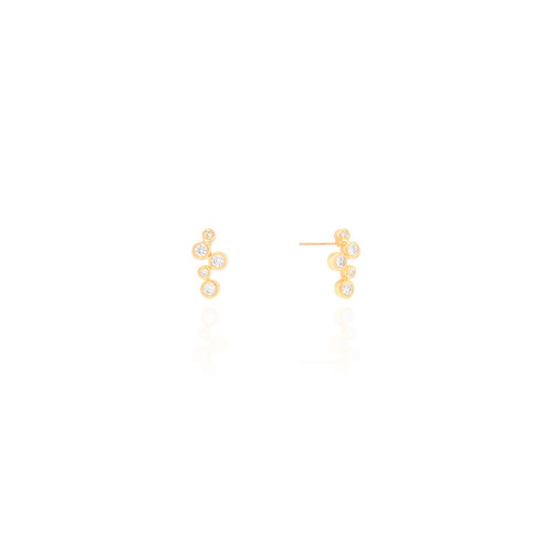 Brinco Pontos de Luz Cravação Inglesa Cristal Banhado a Ouro 18K