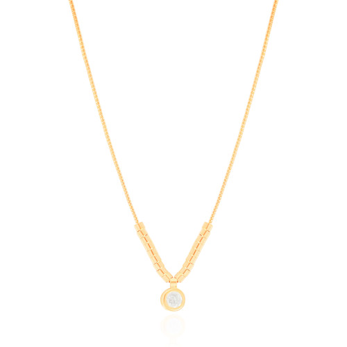 Gargantilha Veneziana Canutilhos Ponto de Luz Cristal Banhado a Ouro 18K - 40 cm