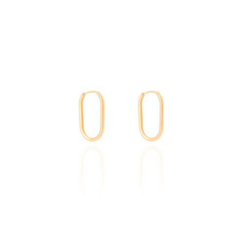 Brinco Argola Encaixe Fio Oval 1.8 cm Banhado a Ouro 18K