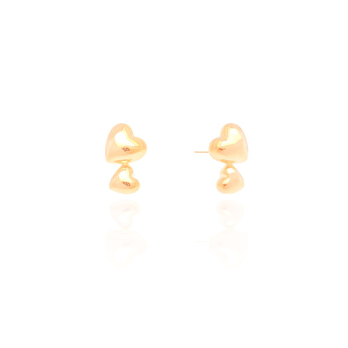 Ear Cuff Corações Lisos Banhado a Ouro 18K