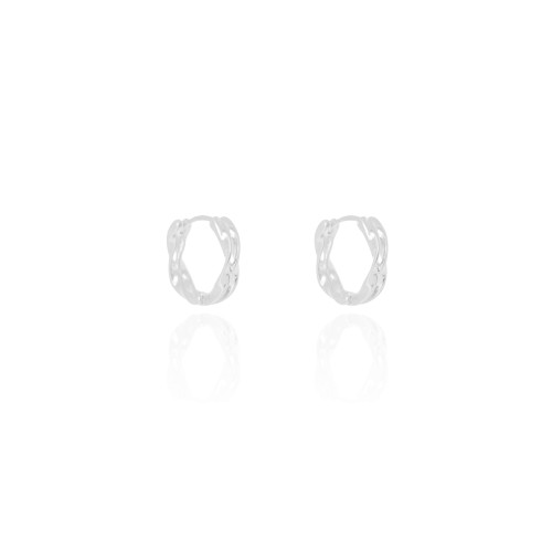 Brinco Argola Click Torcida Dupla 1.5 cm Ródio Branco