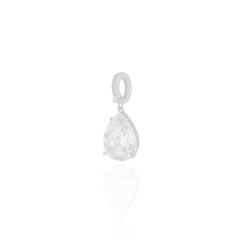 Pingente Gota Cravejada Cristal Ródio Branco