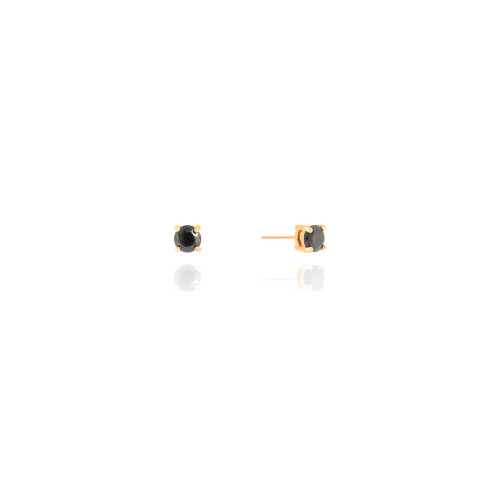 Brinco Ponto de Luz Onix 5 mm Banhado a Ouro 18K
