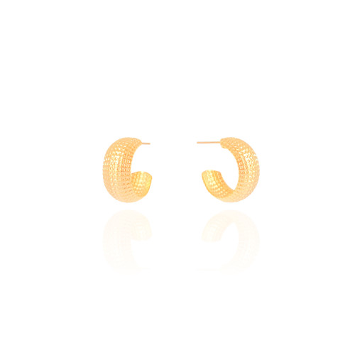 Brinco Argola Texturizada 1.7 cm Banhado a Ouro 18K