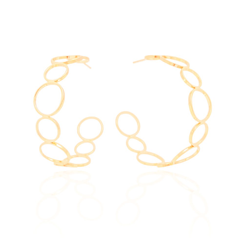 Brinco Argola Círculos 5.2 cm Banhado a Ouro 18K