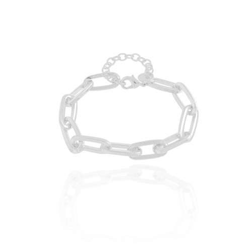 Pulseira Elos Ovais 8 mm Ródio Branco
