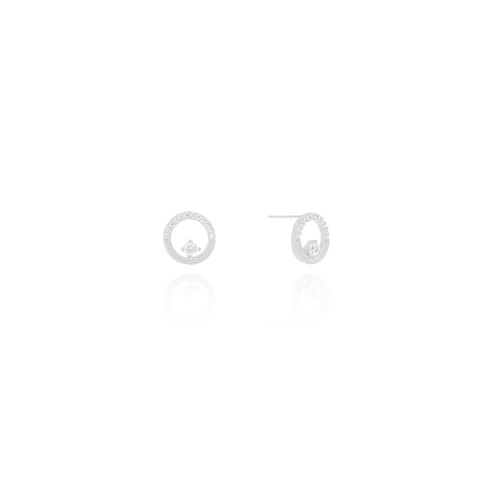 Brinco Círculo Ponto de Luz Cravejado Cristal Ródio Branco