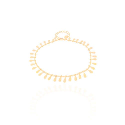 Tornozeleira Grumet Gotas Lisas Banhado a Ouro 18K