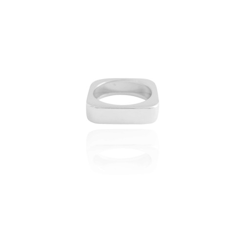 Anel Quadrado Liso Tamanho 18 Ródio Branco
