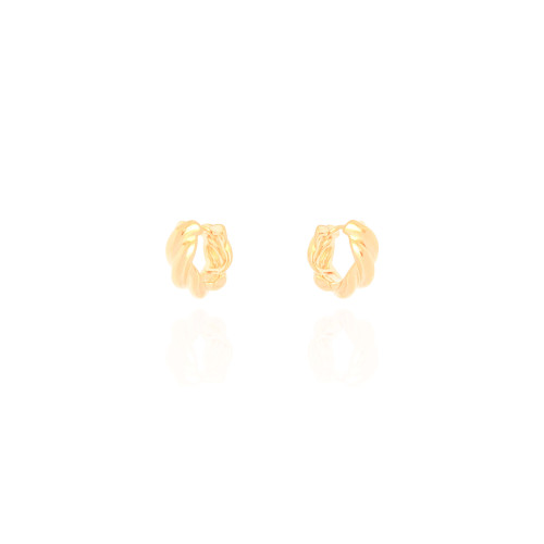 Brinco Argola Click Torcida Lisa 1.4 cm Banhado a Ouro 18K