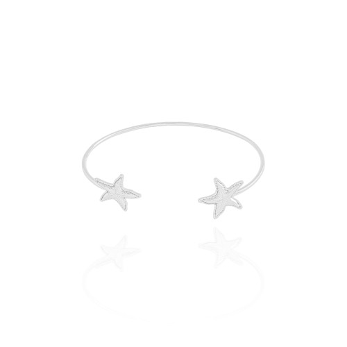 Bracelete Estrelas Texturizadas Ródio Branco