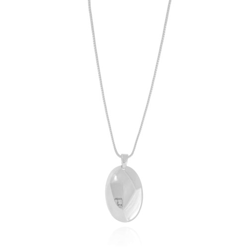 Gargantilha Veneziana Oval Liso Ródio Branco - 45 cm