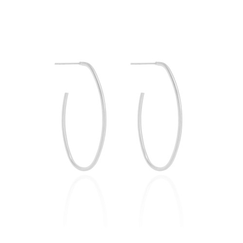 Brinco Argola Oval Fio 4.2 cm Ródio Branco