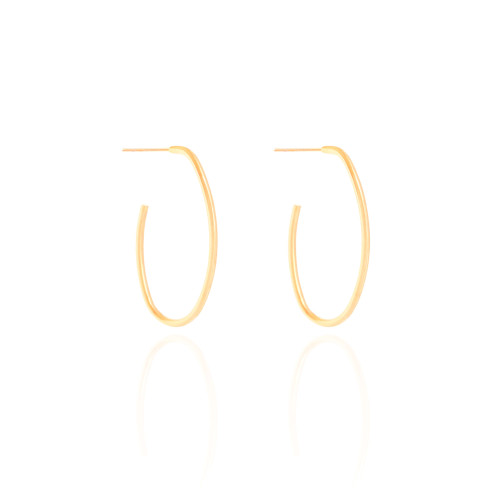 Brinco Argola Oval Fio 3.3 cm Banhado a Ouro 18K
