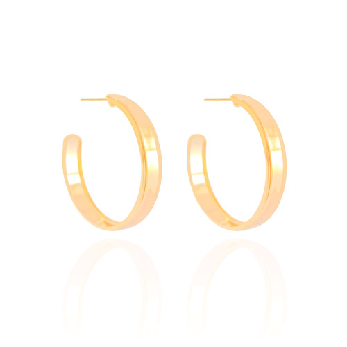 Brinco Argola Reta Lisa 4.2 cm Banhado a Ouro 18K