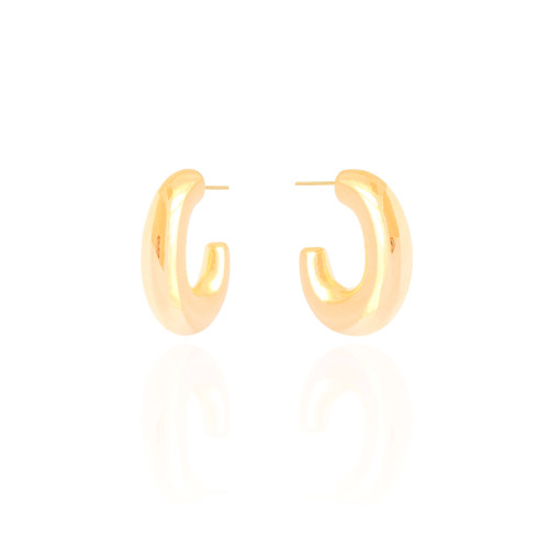 Brinco Argola Abaulada Banhado a Ouro 18k