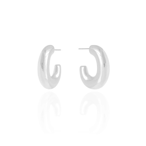 Brinco Argola Abaulada Ródio Branco