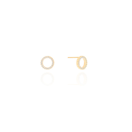 Brinco Circulo Cravejado Banhado a Ouro 18k
