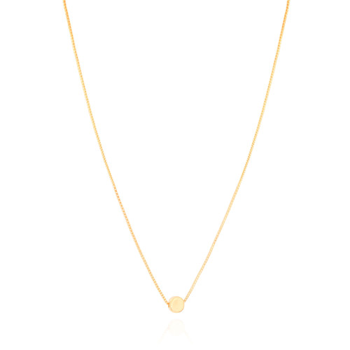 Gargantilha Pingente Redondo Liso Banhado a Ouro 18K - 45 cm