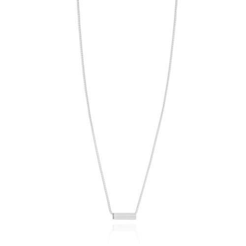 Gargantilha Pingente Retângulo Liso Ródio Branco - 45 cm