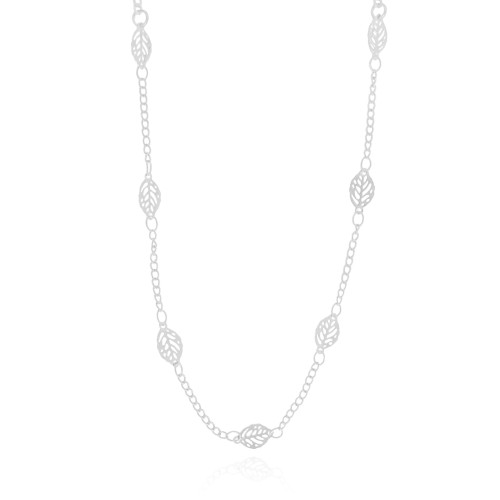 Gargantilha Grumet com Folhas Ródio Branco - 60 cm