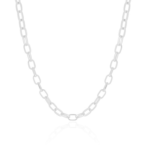 Choker Elos Ovais Ródio Branco
