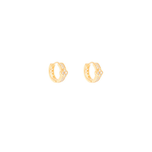 Brinco Argola Cravejada Cristal Banhado a Ouro 18K