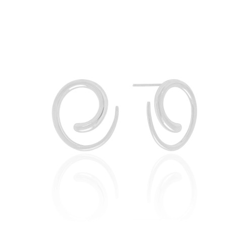 Brinco Caracol Liso Ródio Branco