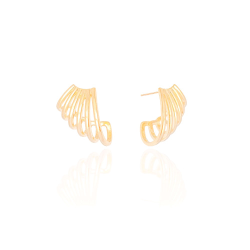 Brinco Seis Filetes Lisos Banhado a Ouro 18K