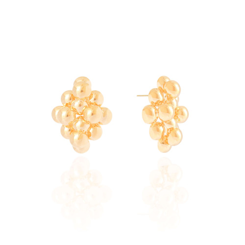 Brinco Bolinhas Lisas Banhado a Ouro 18K