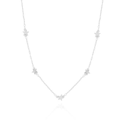 Choker Elos Mini Estrelas Ródio Branco
