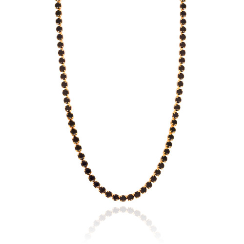 Choker Riviera Preto 3 mm Banhado a Ouro 18K - 30 cm