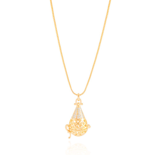 Gargantilha Perfumeiro Cravejado Cristal Banhado a Ouro 18K