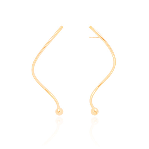 Brinco Fio Espiral Bola Lisa Banhado a Ouro 18K