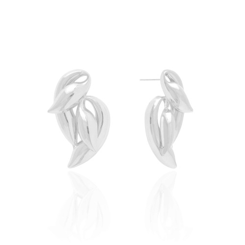 Brinco Orgânico Duplo Liso 4.3 cm Ródio Branco