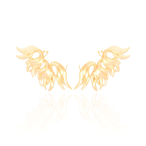 Brinco Ear Cuff Asa Lisa 6.5 cm Banhado a Ouro 18K